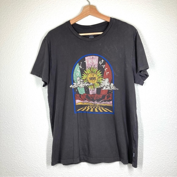 Vans Women’s Off The Wall World Tour Short Sleeve T-shirt Washed Black Large - Picture 4 of 14